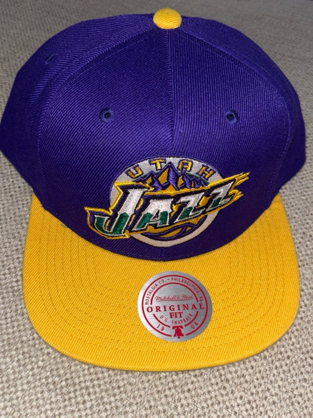 Mitchell & Ness Purple and Yellow Utah Jazz Snapback Hat